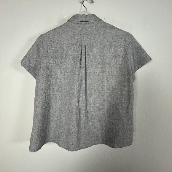 Tancredi & Morgen Womens Gray Short Sleeve Button-Down Shirt Blouse Small Casual - Picture 2 of 6